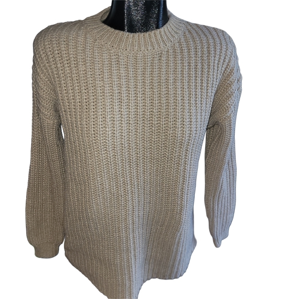 Lauren Taylor Beige Crew Neck Knit Sweater S